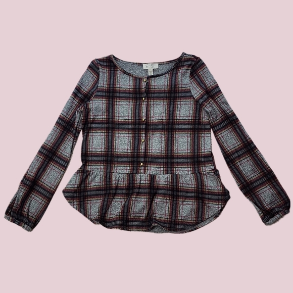 Jessica Simpson Girls Plaid Long Sleeve Top Large - Picture 3 of 11